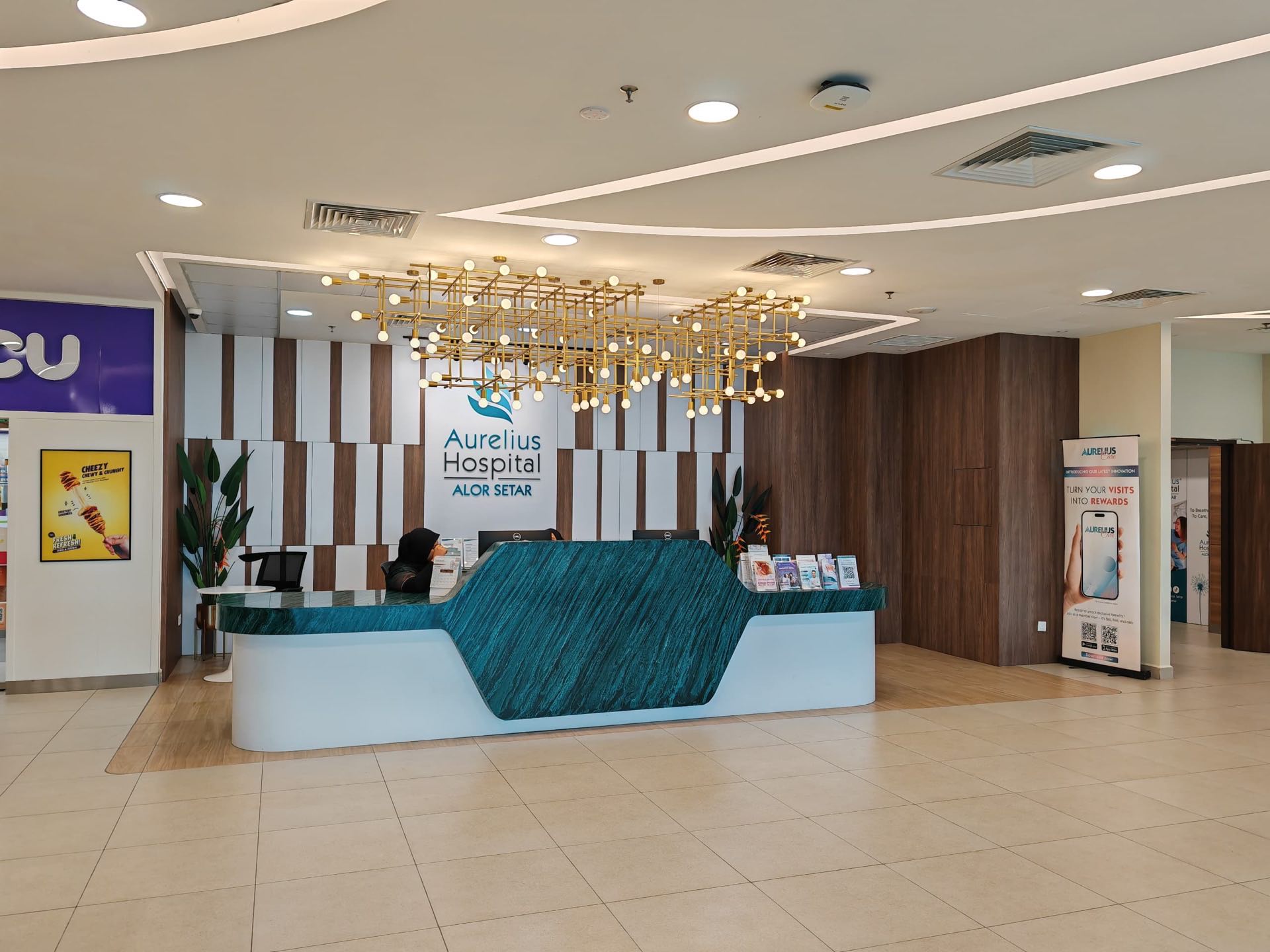 Hospital Entrance with Information Kiosk